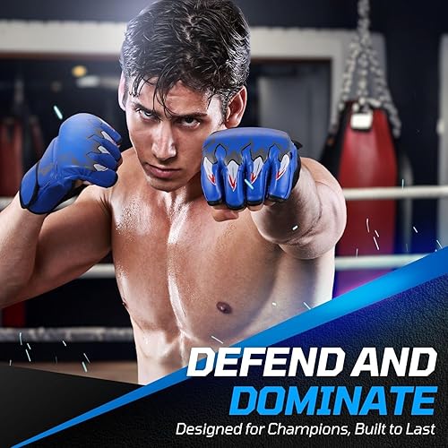 Miniatura 3 de Flexzion, guantes de boxeo con dedos descubiertos - Grappling, MMA, Muay Thai, UFC, sparring, los mejores guantes, Sanda, combate, entrenamiento,