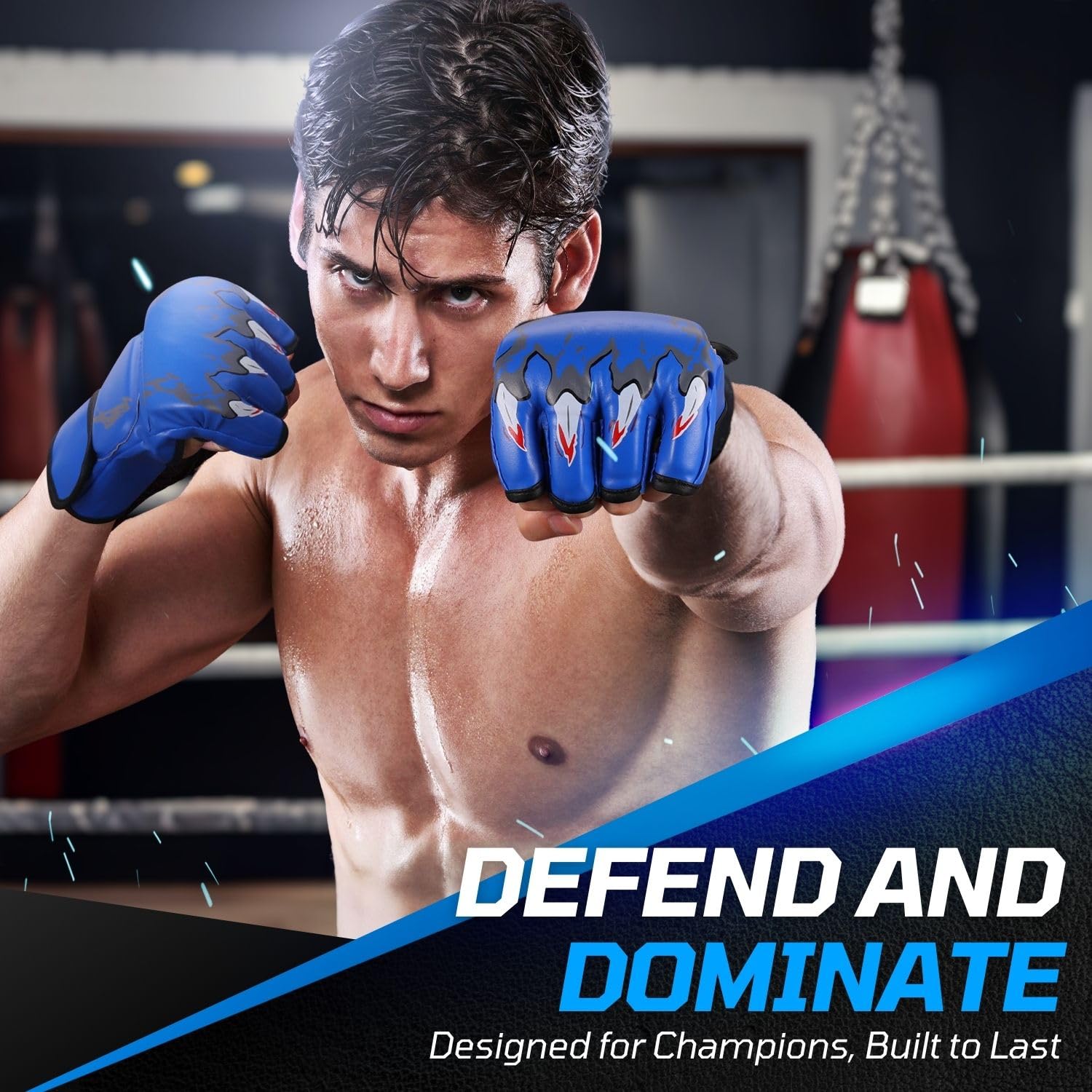 Guanti Da Boxe TMA 14 Oz MMA Muay Thai | Pugilato E Kickboxing | Design Professionale Colore Blu