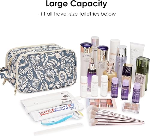 Miniatura 4 de Narwey Neceser de viaje para hombres y mujeres, kit Dopp de viaje, bolsa de afeitar resistente al agua para accesorios de aseo personal, Hoja Azul