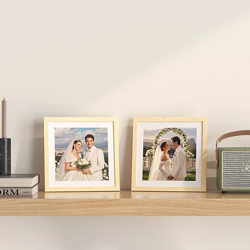 Vista 41 de KINLINK Juego de 4 portarretratos de 12 x 12 pulgadas, cuadrados de madera mate de 8 x 8 pulgadas con plexiglás para 8 x 8 pulgadas con paspartú