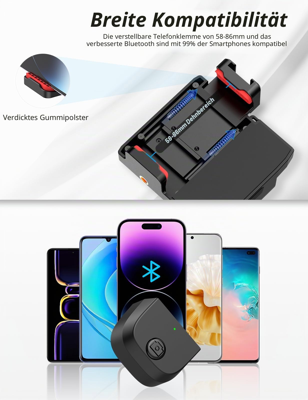 ULANZI CG02 Smartphone Handle Grip, Handy Capgrip mit Aufhelllicht, 3 Stufen Einstellbar, Smartphone Grip mit Fernbedienung, Cold Shoe, Fülllicht für Selfies, TIKTOK, VLOG, Handgriff iPhone, Android
