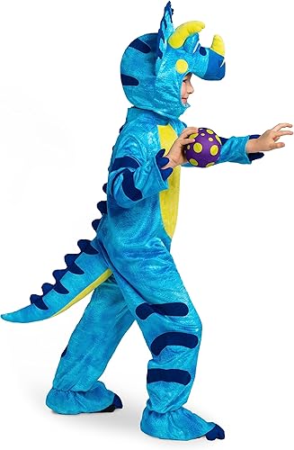 Miniatura 3 de Spooktacular Creations Disfraz de triceratops azul bebé, disfraz de dinosaurio con huevo de juguete para niños, fiesta de disfraces de Halloween
