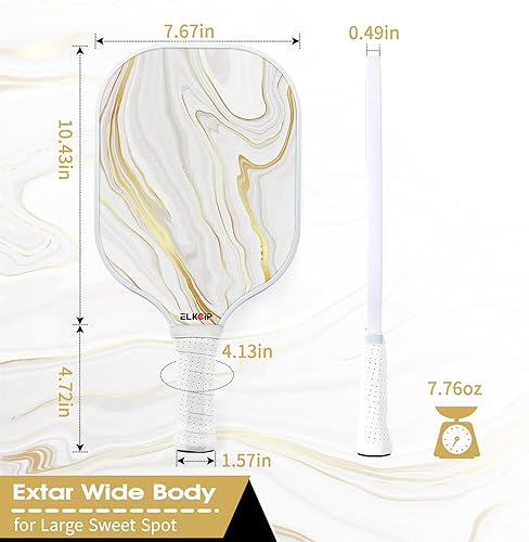 Miniatura 8 de Paleta de pickleball compuesta con cubierta para mujer, fibra de carbono de grafito, polipropileno, núcleo de panal de abeja, raqueta de pickleball,