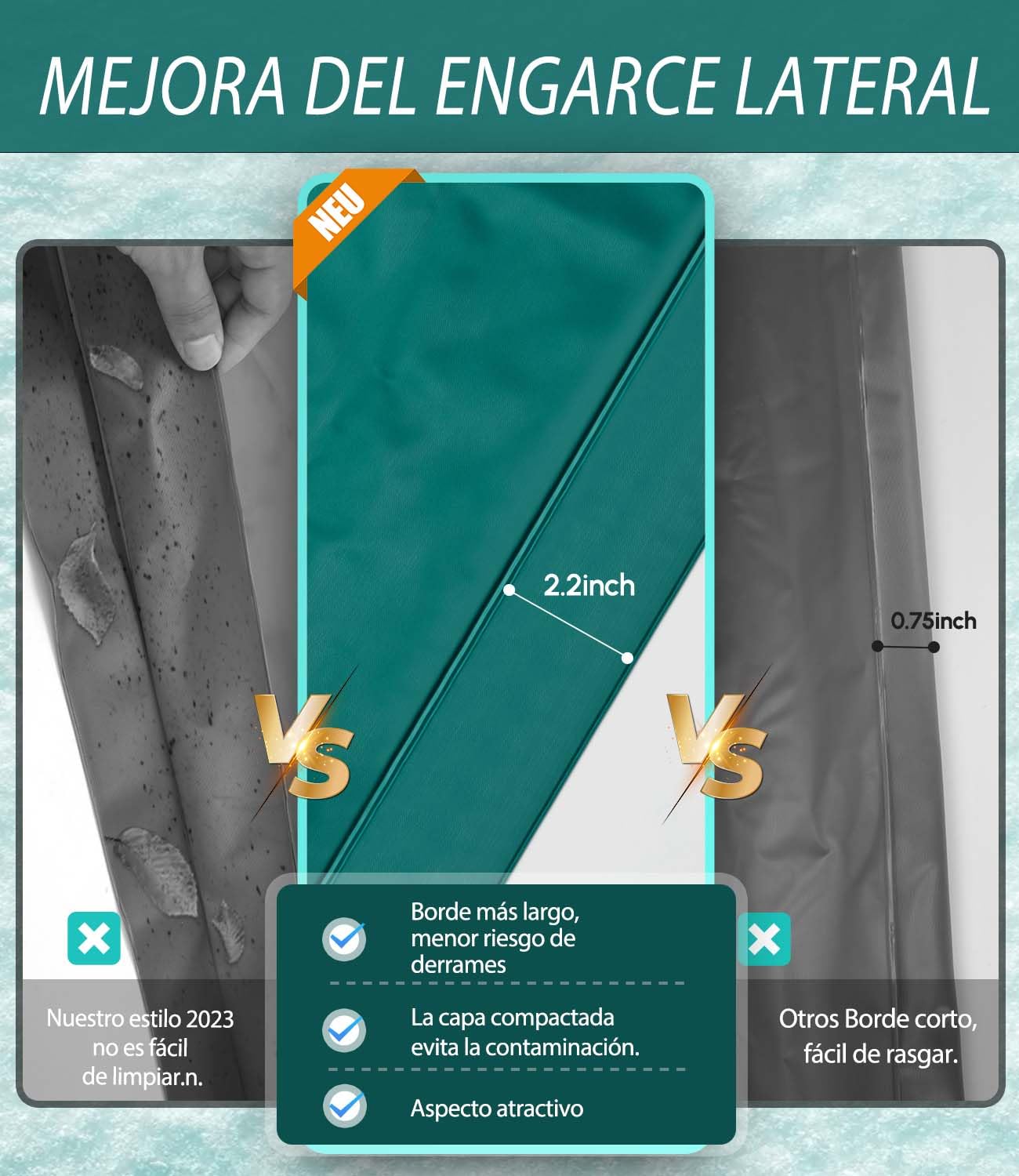 Angooni Cojín de piscina de invierno elíptico, 210 × 300 cm, XXL, cojín de aire para piscina con doble costura para cubrir la piscina, cojín para el invierno con válvula de inflación dual Boston