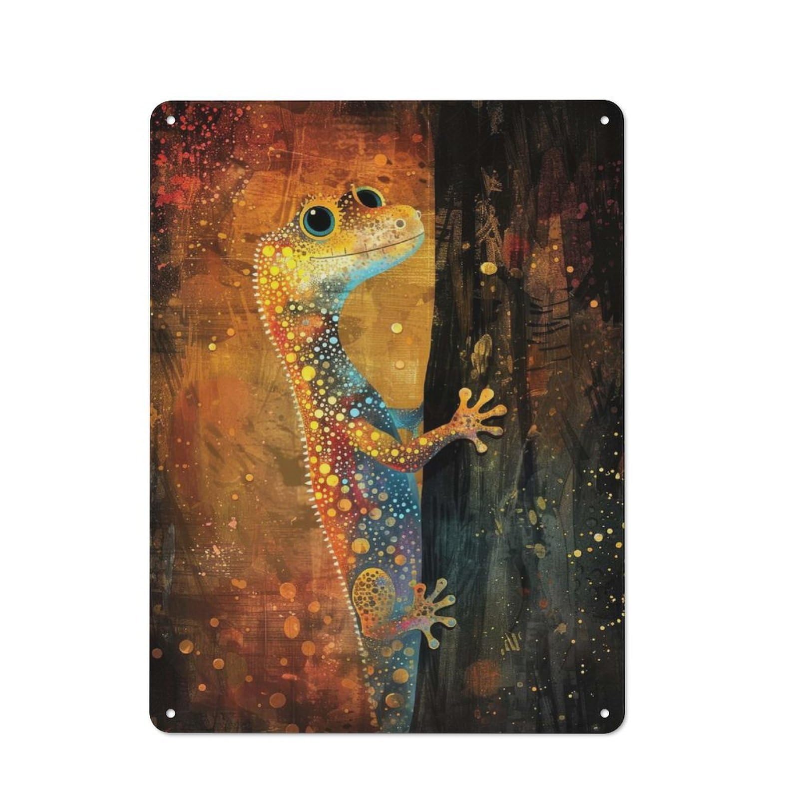 Happy Gecko Decorative Tin Sign 40x30cm, Old Fashioned Old Style Wall Plaque for Lounge, Study, Pub Or Wall Gallery