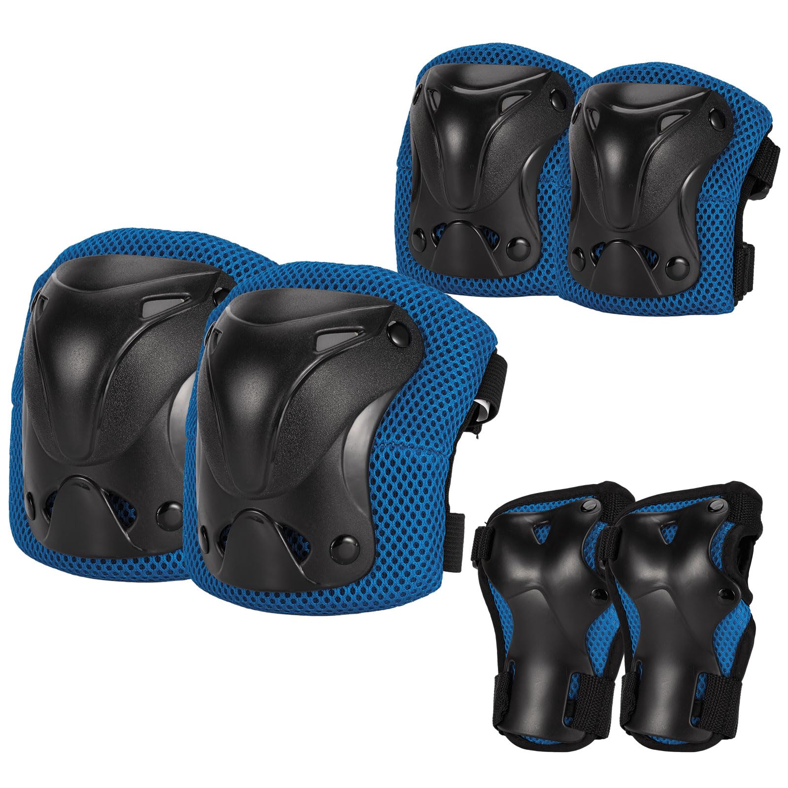 SKT HP Equipo de protección para adultos, rodilleras, coderas, muñequeras para patinaje en línea, ciclismo, patineta (azul)
