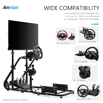 Anman Gaming Simulator Cockpit with Monitor Stand,Not included Wheel Shifter Pedal Seat