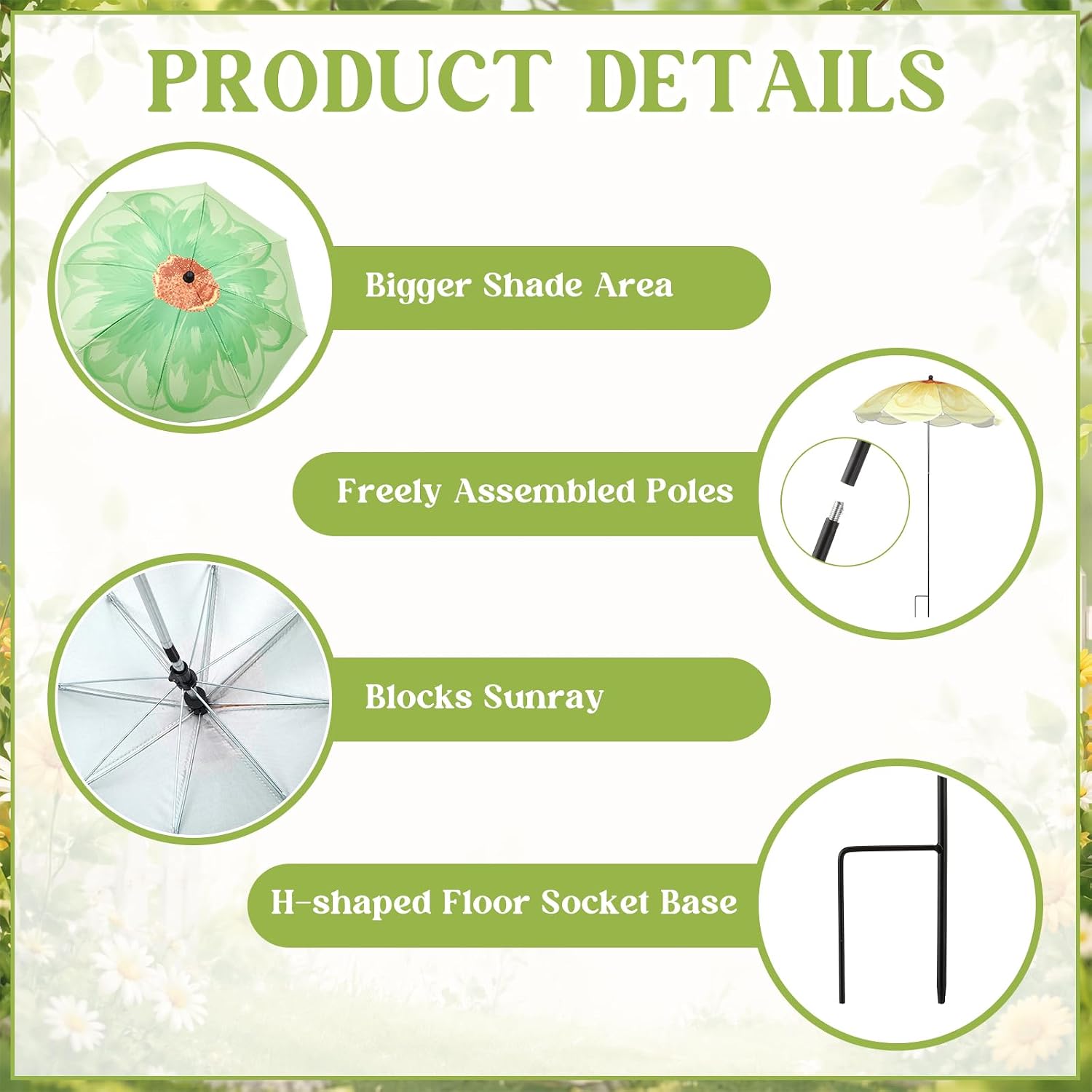 Novabright 4 Pcs Plant Umbrellas for Outdoor Plants, Garden Umbrella Shade for Potted Plants, Sunshade for Flower, Vegetable, Garden Beds and Potted Plant