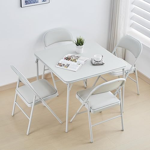 Miniatura 6 de KAIHAOWIN Paquete de 4 sillas plegables acolchadas de vinilo, marco de metal, silla plegable resistente con respaldo y asientos acolchados para