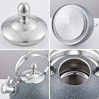 Vista 8 de Creative Home - Tetera silbante de acero inoxidable de 2.5 cuartos de galón con fondo de aluminio capsulado para agua caliente de ebullición rápida