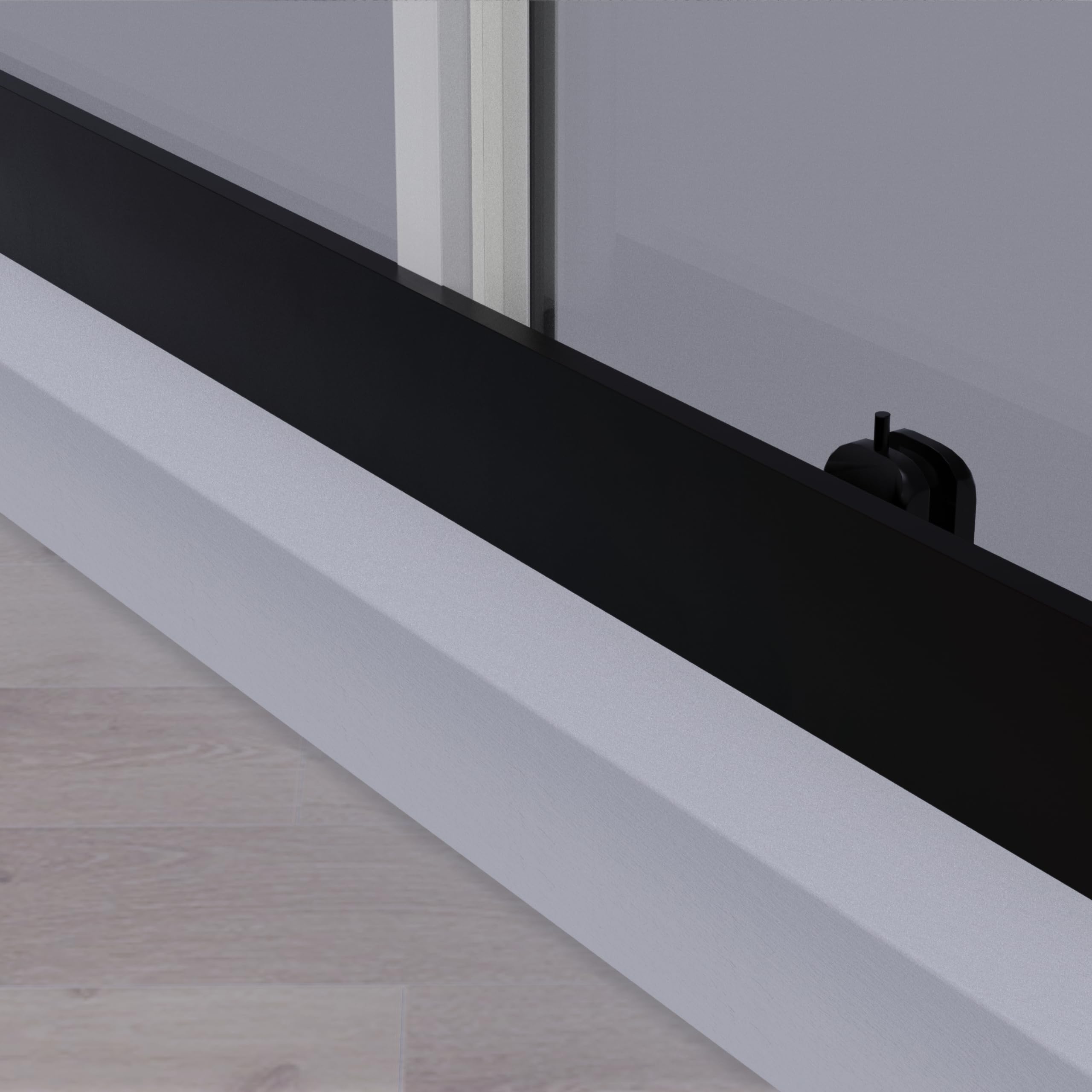 Mampara de ducha frontal corredera 135 cm 1 puerta + 1 fijo Negro mate Cristal transparente 6 mm con perfil inferior 195 cm altura