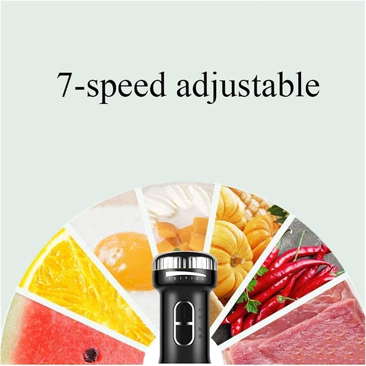 Immersion Hand Blender, 6-in-1 Stick Blender Set with an Electric Stainless Steel Mixer, an Egg Whisk, Food Chopper and Beaker Container, Great for Making Vegetable Meat, Smoothies, Sauces and