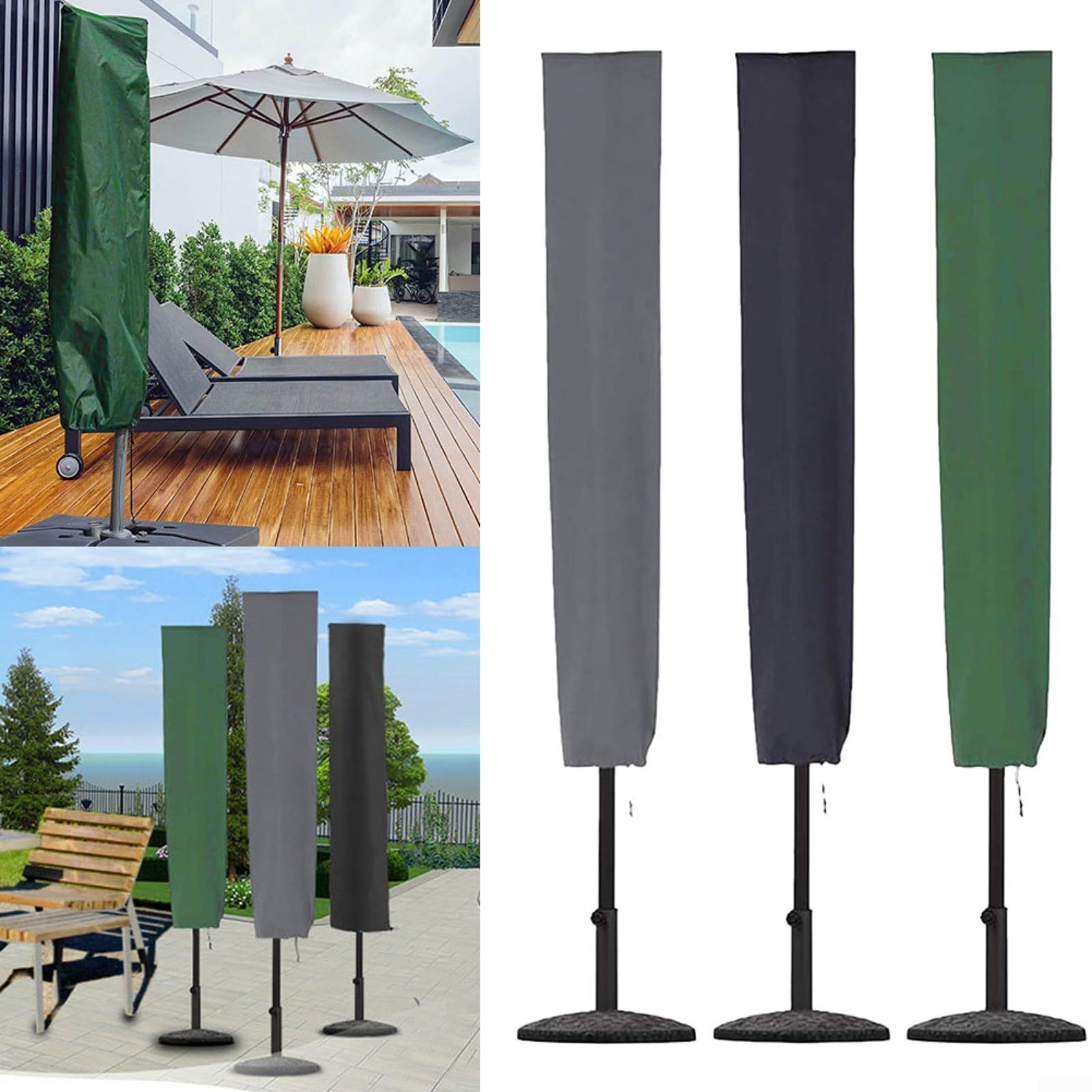 Housse de parasol Oxford 600D résistant au vent 153 x 30 cm noir