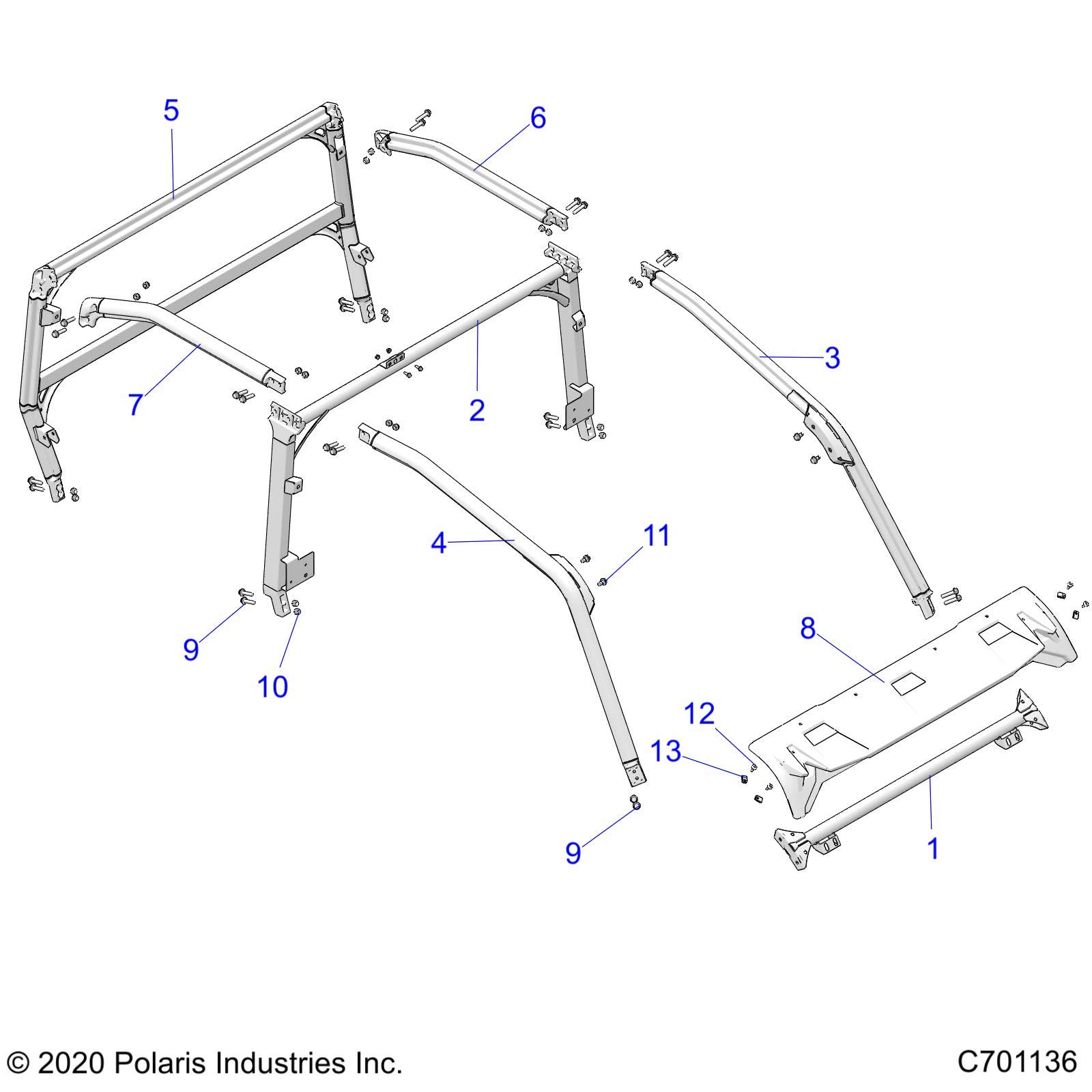 Polaris Ranger WELD-ROPS,MID,M.BLK [FROM 1/1/2020], Genuine OEM Part 1024900-458, Qty 1