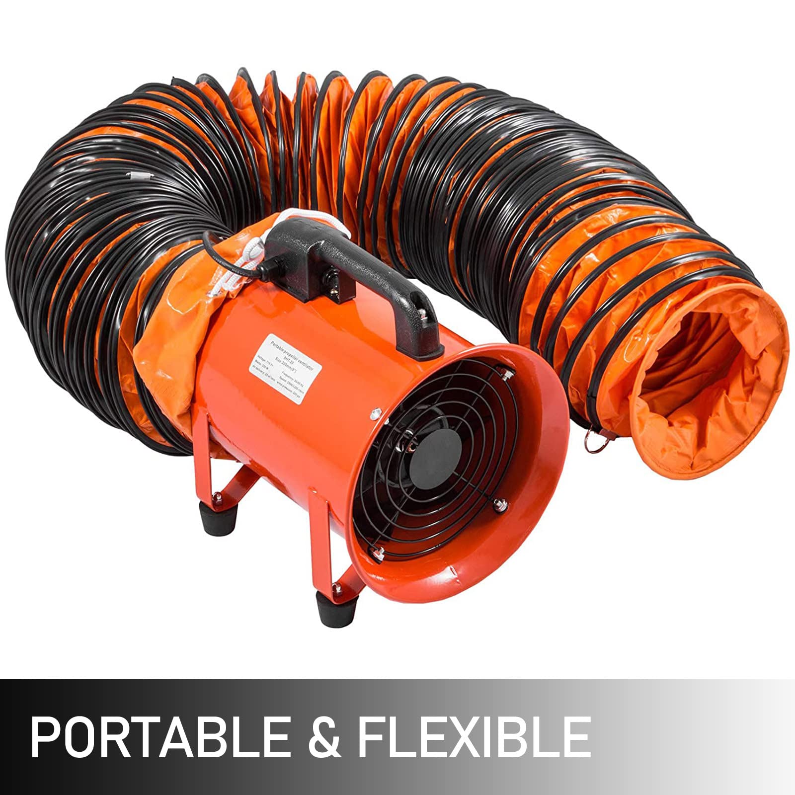 Manguera flexible de PVC para conductos de ventilación, manguera flexible de PVC para conductos de ventilación, ignífuga con cuerda ajustable y anillo en D para ventilador, extractor de aire, 10 m,