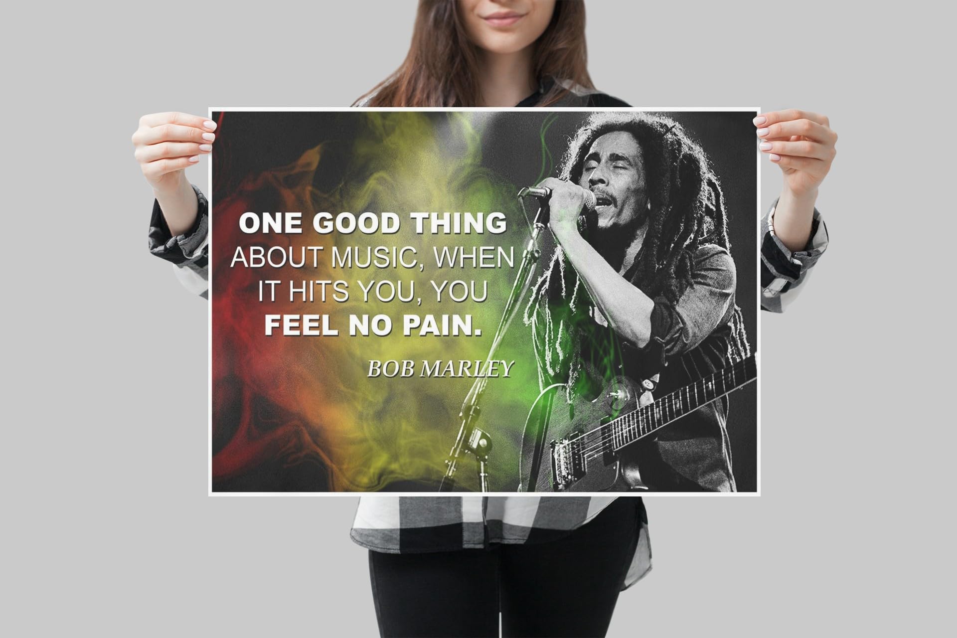 Poster Citation Bob Marley – « Ne Vous Inquiétez Pas D’une Chose » – Art Mural Déco Sans Cadre