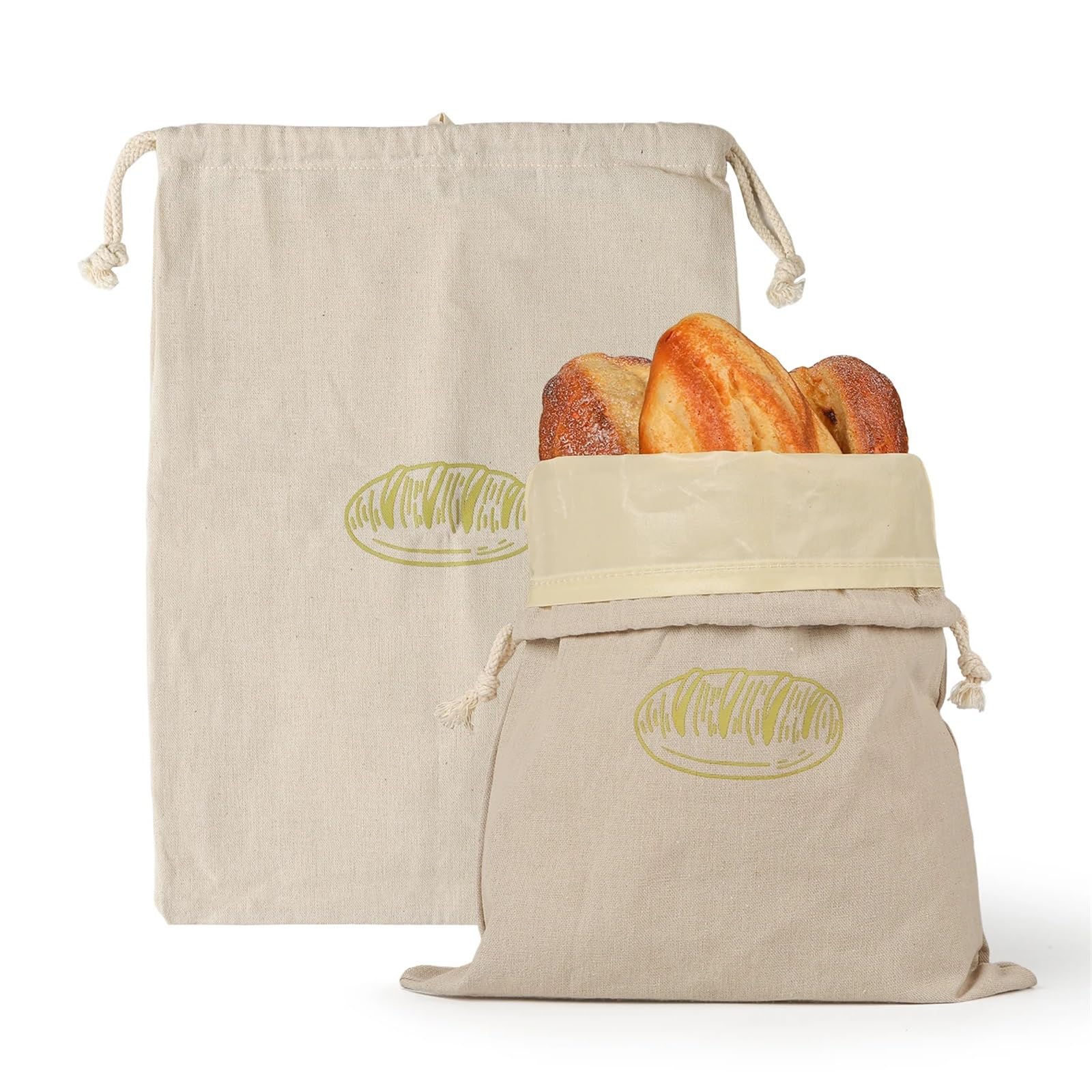 Brotbeutel aus Leinen Brotbeutel aus Leinen, 2 Stück, Bienenwachs, Sauerteig, herausnehmbares Futter
