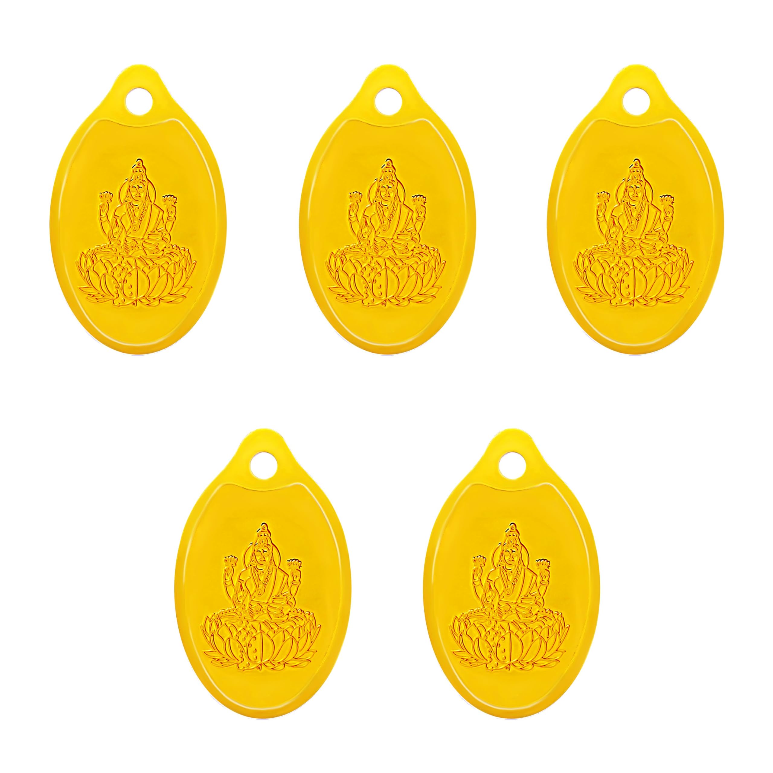 Swarnavarsham 24K (999) Combo Gold Oval Lakshmi Pendant 5 Gram (1gm each x 5 Pcs)