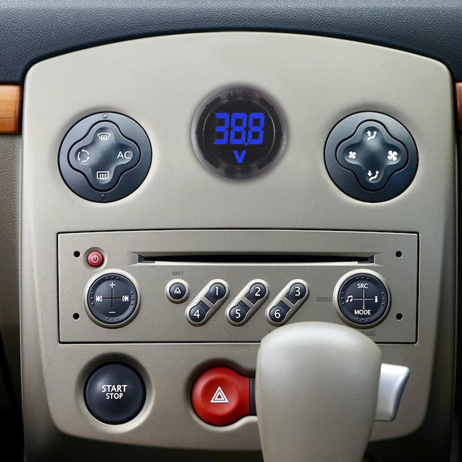 6 Pieces DC 4-100V Car Voltage Gauge LED Digital Display 12V 24V Waterproof Voltmeter Round Panel Voltage Meter Volt Detector Tester Monitor Vehicle Motorcycle Truck Camper ATV UTV Car Boat