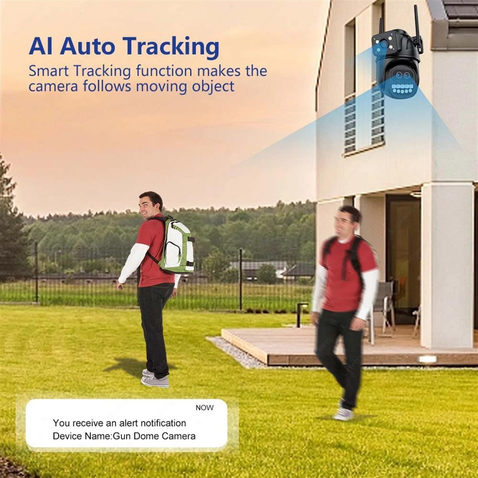 Telecamera di sicurezza, Telecamera IP 6K HD 12MP Tre lenti Zoom 8X di sicurezza esterna Rilevazione movimento CCTV Telecamere sorveglianza a 360º(8MP Camera)