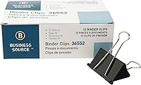 Vista 3 de Business Source Fold-Back Binder Clips, Black, Large (Pack of 12)