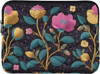 Laptop Sleeve Case Elegant Floral Print, Compatible with 13 inch for Travel Office M