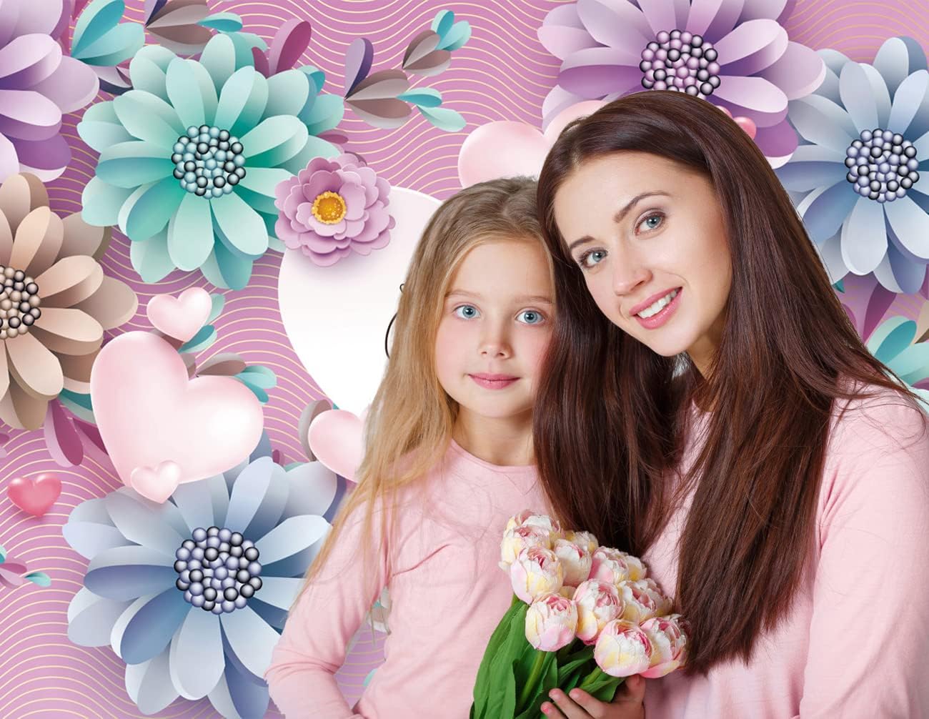 8X6FT Happy Mother's Day Backdrop Mother's Day Photo Backdrops Photography Studio Photo Background Holiday Party Gift Photo Booth Props DH-305 Lilac Colour