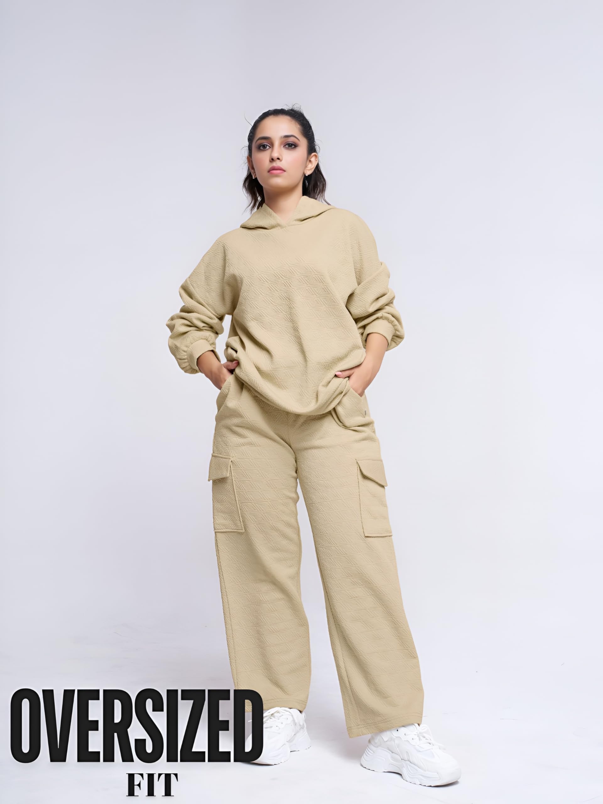 GRECIILOOKS Elegante sudadera con capucha y pantalones cálidos para mujer, conjunto de vestido de invierno, ropa informal para viajes y relajación