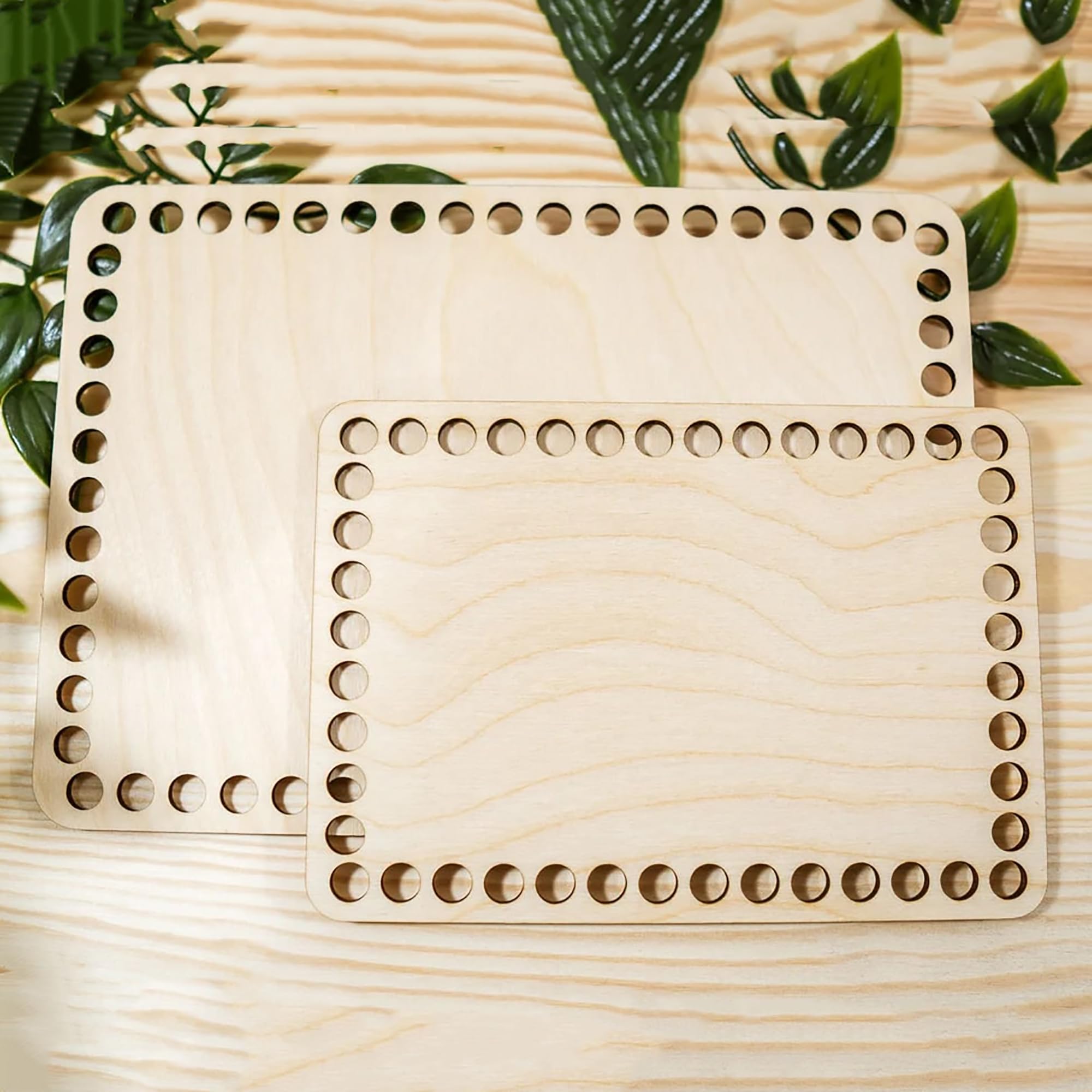 Cliths Pack of 2 Wooden Crochet Basket Bottoms, Rectangle Wooden Base for DIY Crafts, Crochet Baskets, Trays, and Storage-image-24