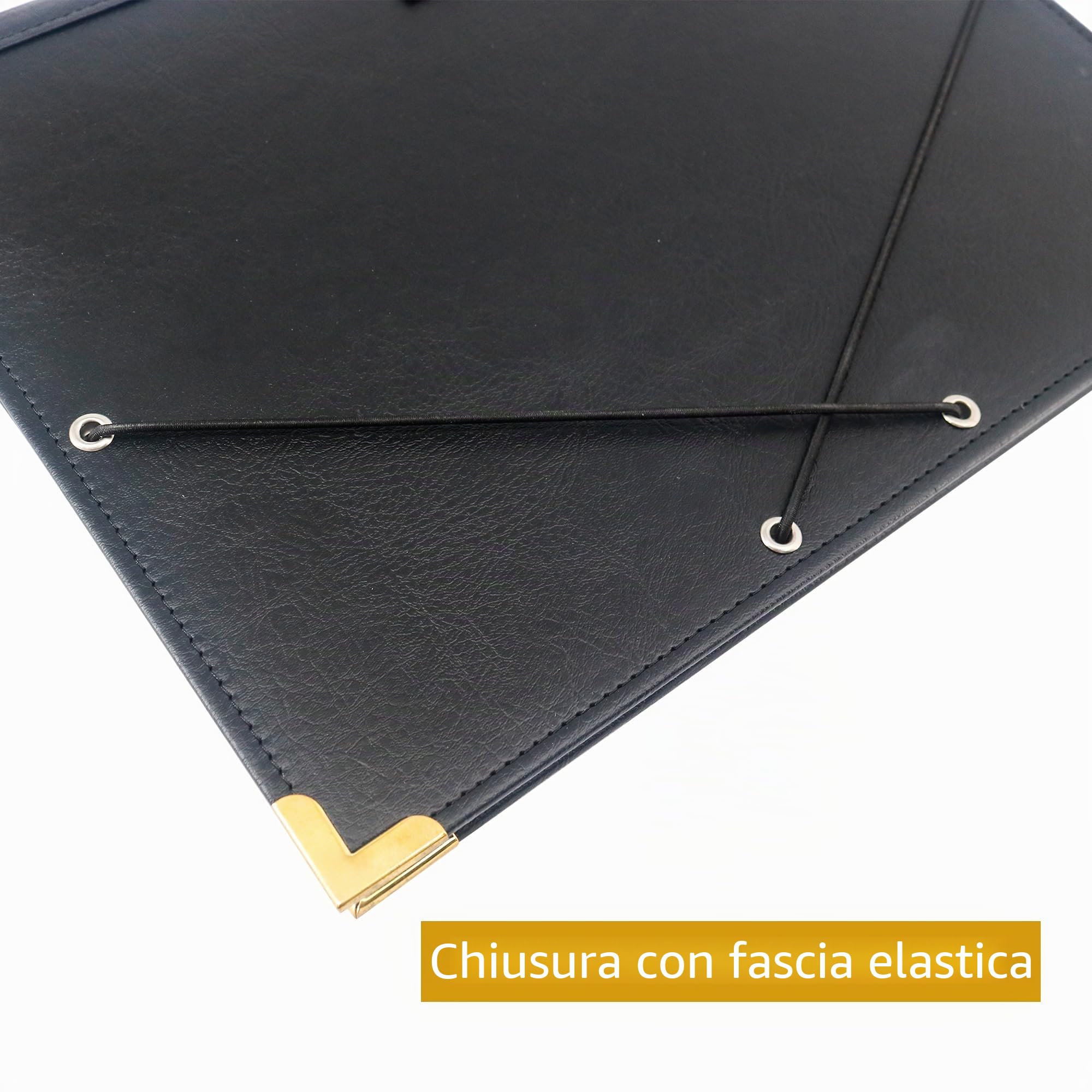 IvyRobes Raccoglitore Porta Spartiti Musicali in Pelle PU, A4 Cartelle Portaspartiti con 10 Tasche, Borsa Porta Documenti Musicale con Fascia Elastica
