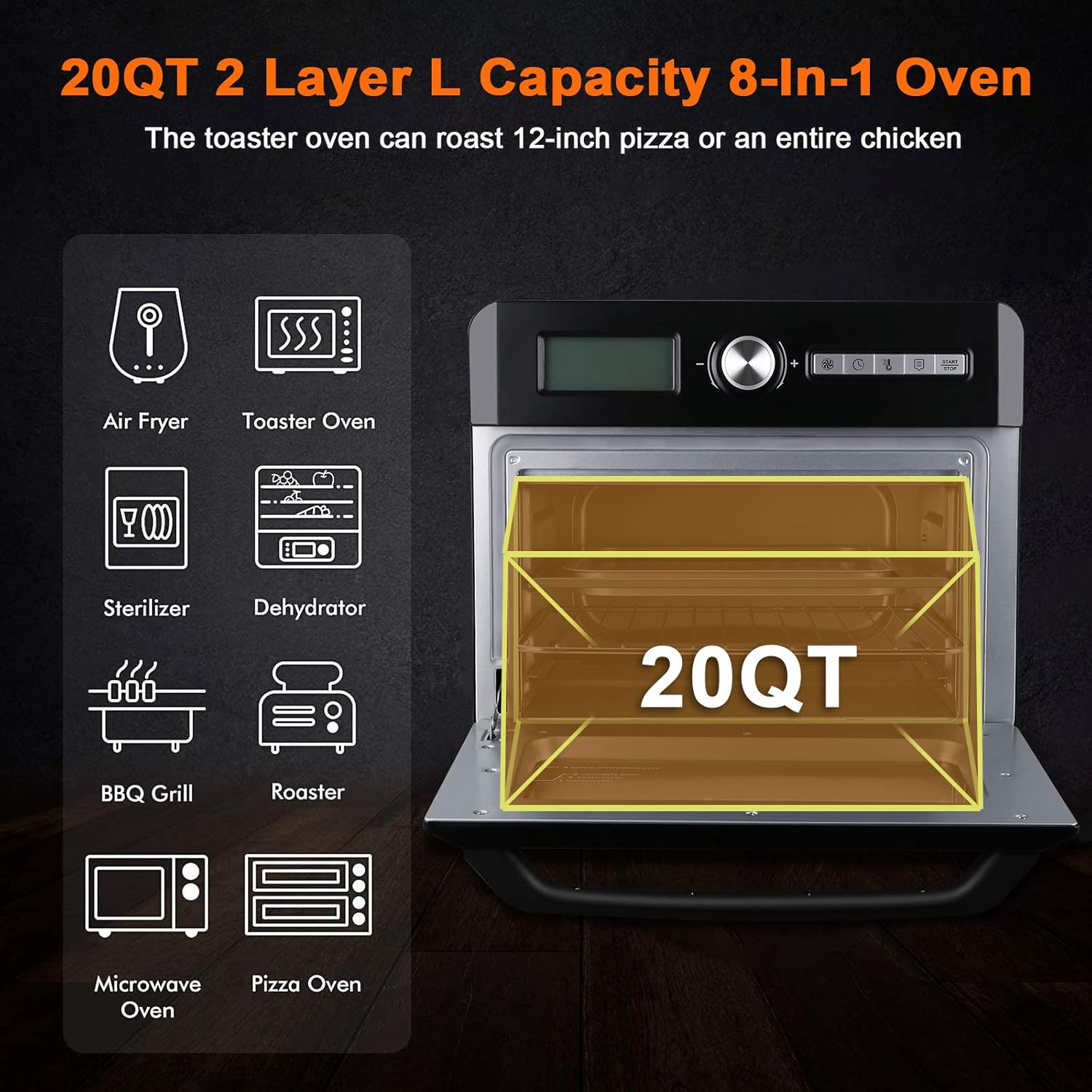 Nеw Dеаl BOSCARE Toaster Oven Air Fryer Combo, 10-in-1, 20 Quart Large Convection Countertop Oven, Bake, Broil, Slow Cook and More Food Dehydrator, Rotisserie Spit, Fits 10” Pizza, Black