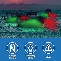 Vista 6 de Obcursco Luces de Navegación para Barco, LED Rojo y Verde de Montaje Vertical para Proa y Popa, Luces Marinas Impermeables IP67 para Pontones, Negro