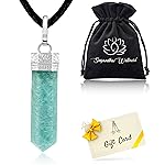 Sugandha Wellness Amazonite Healing Crystal Necklace - Soothe Anxiety & Stress. Brings Peace, Clarity & Communication