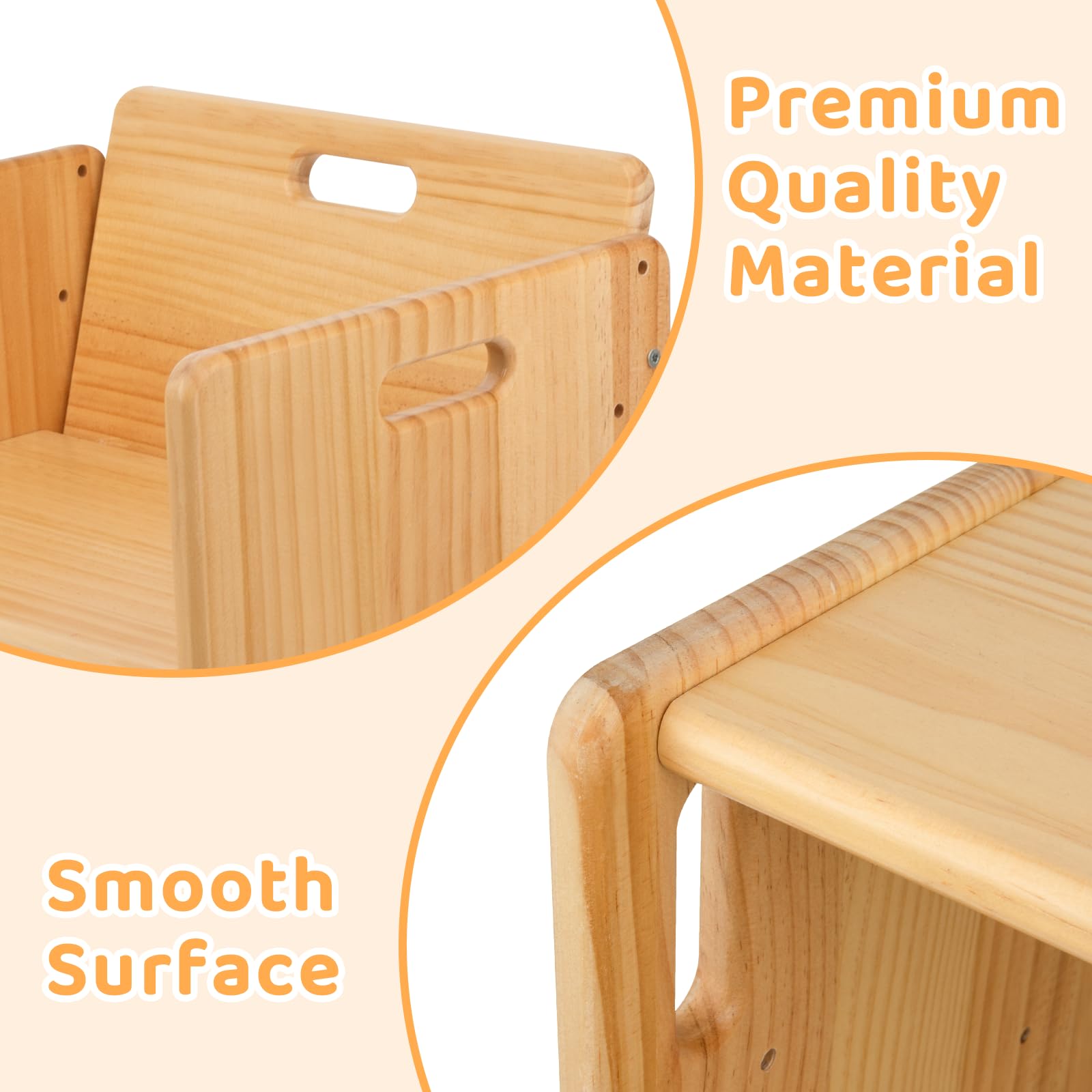Montessori Ensemble table et chaises pour tout-petits de 1 à 3 ans, hauteur réglable, table et chaise pour lire/manger/jeux, facile à monter