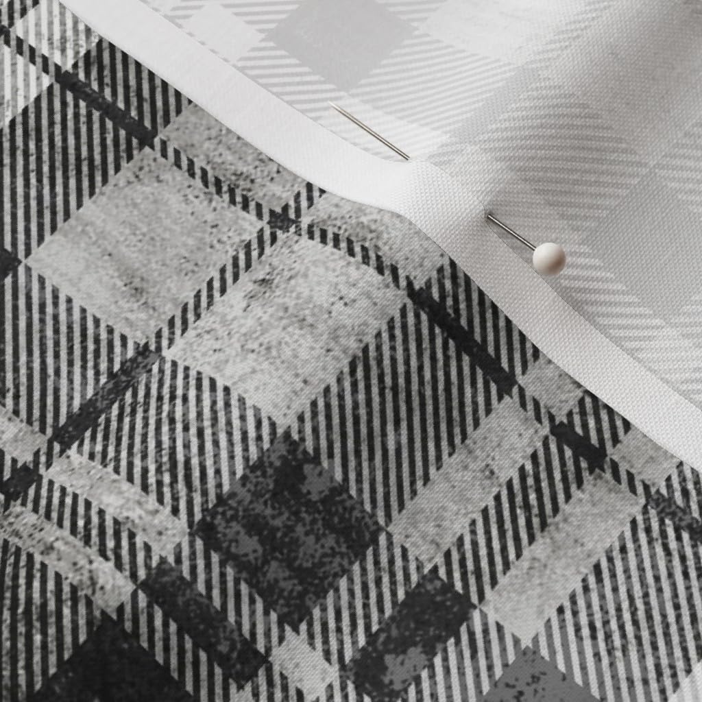 Spoonflower Fabric - Grunge Fall Plaid Trendy Distressed Monochrome Retro Printed on Petal Signature Cotton Fabric Fat Quarter - Sewing Quilting Apparel Crafts Decor