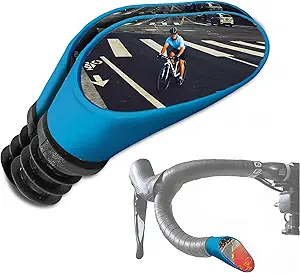 Sprintech Swiss-Made Convex Chrome-Plated Bike Mirror for Drop Bars – Hand-Finished, Adjustable, Reflective Surface, Durable ABS Housing, Universal Fit for Enhanced Rear Visibility (Blue, Pair)