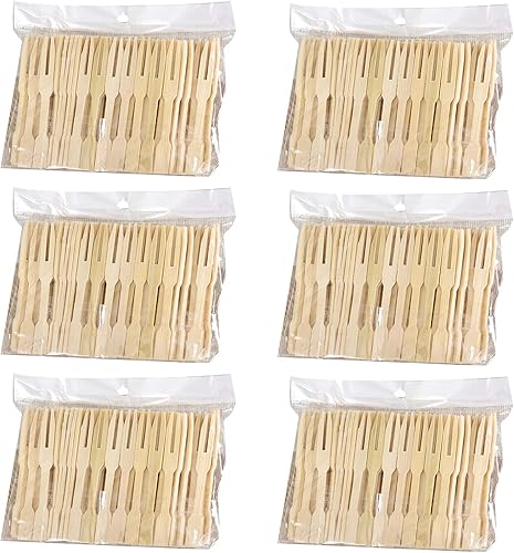 600 Pcs Bamboo Appetizer Forks Cocktail Tooth Picks Mini Forks for Appetizers Charcuterie Accessories Food Picks for Kids Wooden Food Toothpicks for