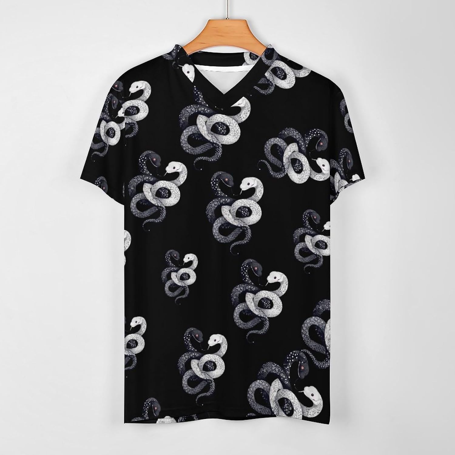 Funny Snake Mens V Neck Soccer Jersey Quick Dry Breathable Short Sleeve T Shirt Sports Football Tops 6X-Large