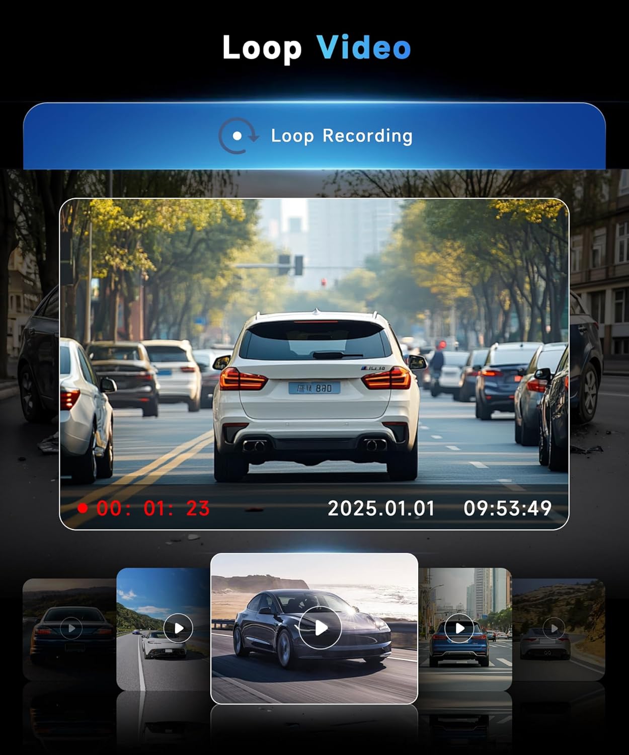 4K Dash Cam 4 Channel 360° Front and Rear Inside Left Right, 3 Inch Dash Camera Support WiFi GPS Night Vision Sensitive Motion Detection 24/7 Recording Parking Mode Monitor Reversing Help