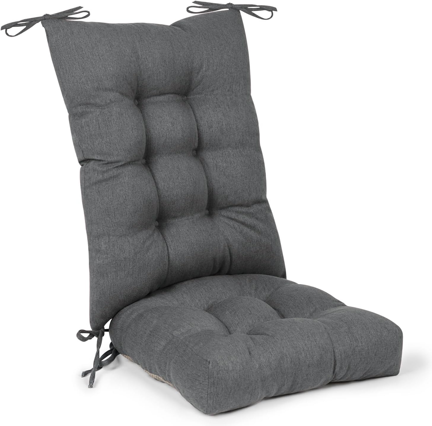 Non-Slip Rocking Chair Cushion,Extra Large Linen Thick Chair Pads,Durable High Back Seat Cushions with Ties,Set of 2