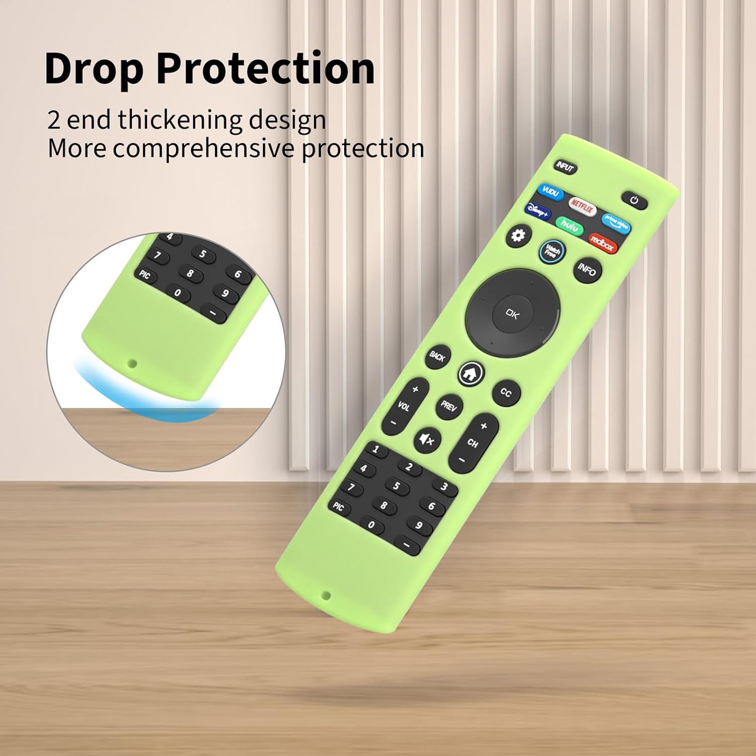 Hi Color Silicone Case Cover for Vizio XRT140 Remote Silicone Remote Cover for XRT140 Vizio Smart TV Remote Control Shockproof Sleeve with Lanyard (glow green) image 3