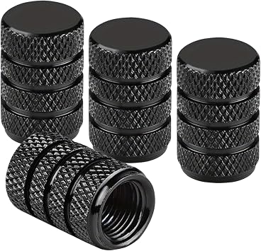 4 Pcs Aluminum Tire Valve Stem Caps Black Universal Car Bike