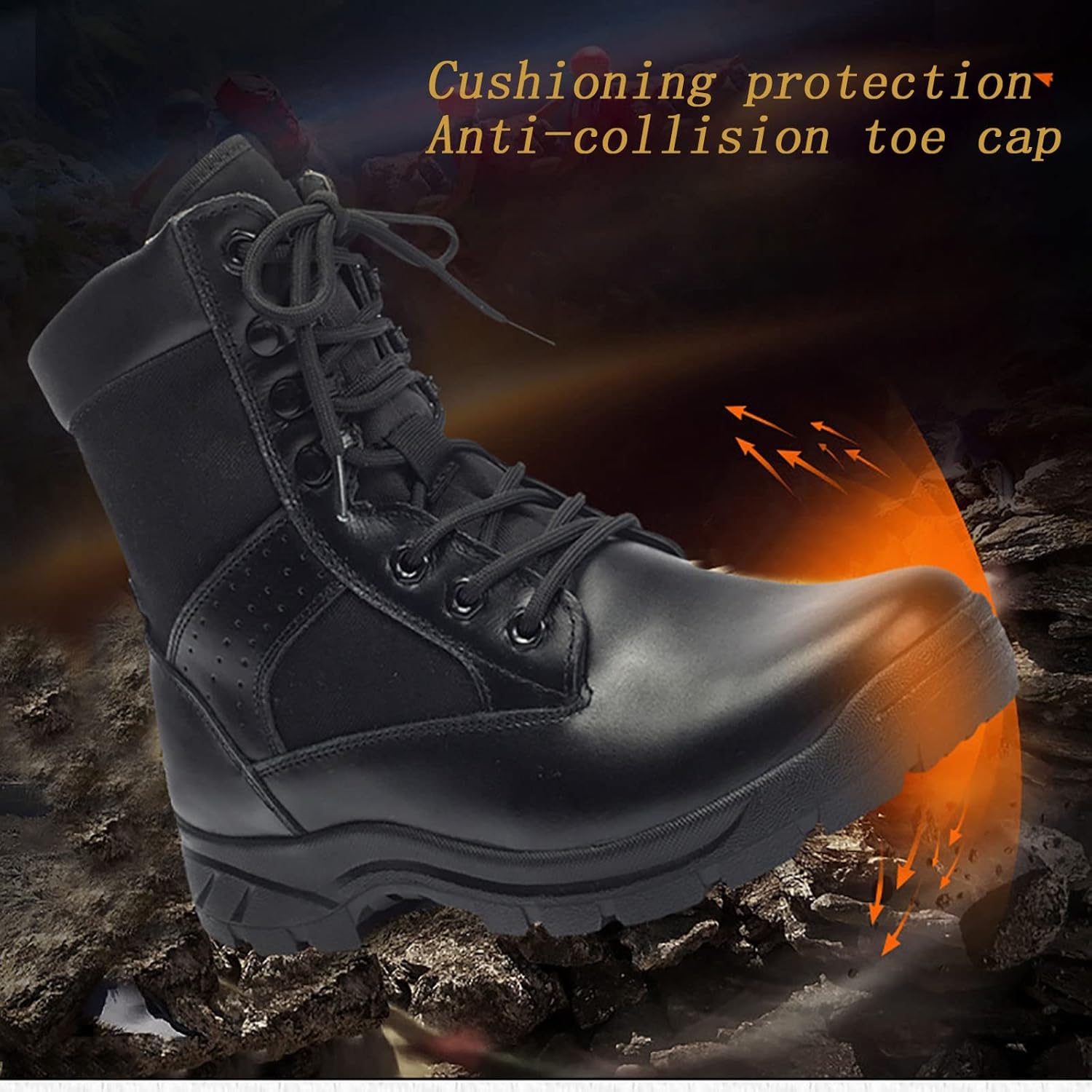 CLSQLXYJZC Men's Military and Tactical Boots for Men, Comfort Durable Rubber Sole Military Desert Boots, Outdoor Lightweight Lace-up Waterproof Breathable Hiking Shoes