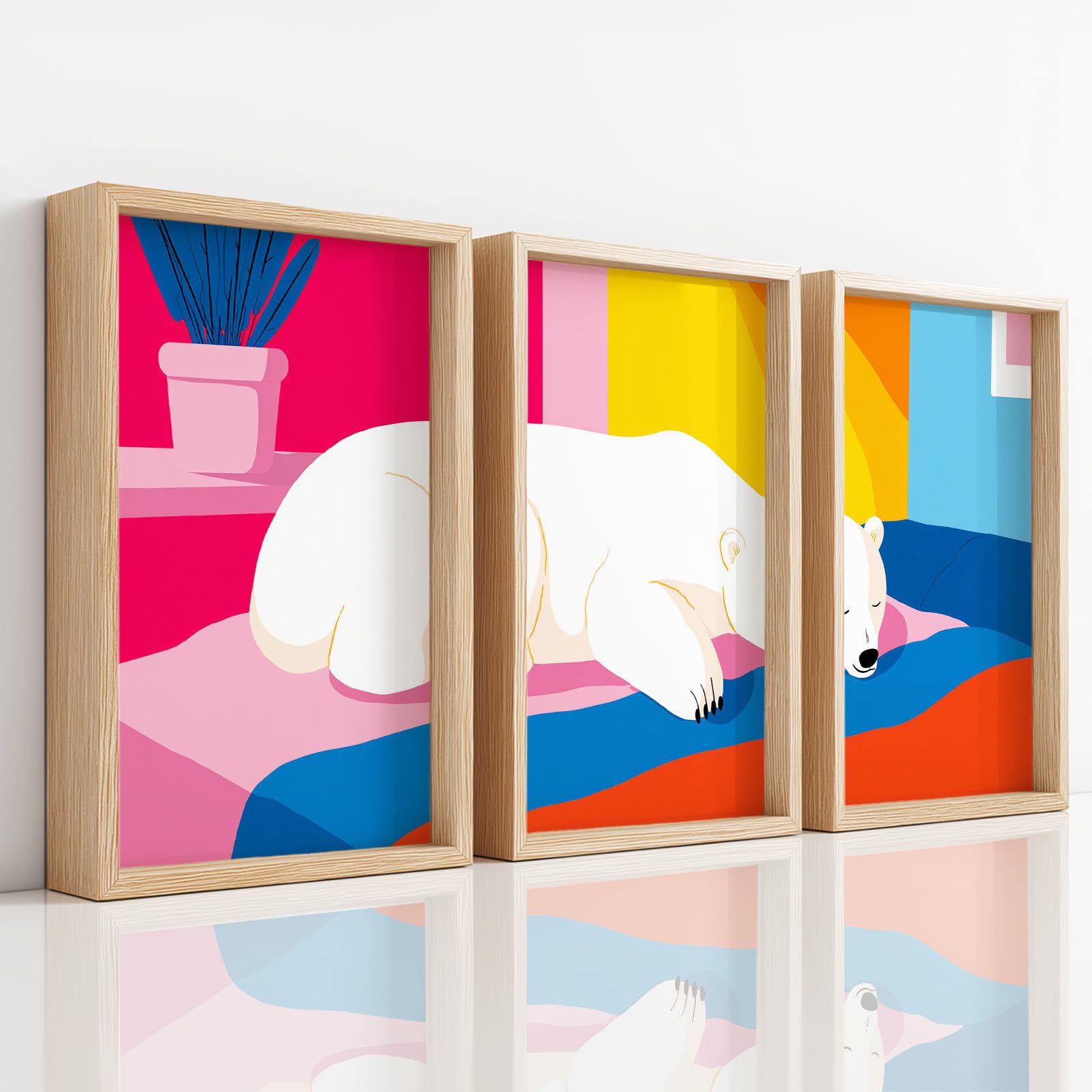 Lienzos minimalistas de animales en rosa y magenta para iluminar tu sala de estar 8