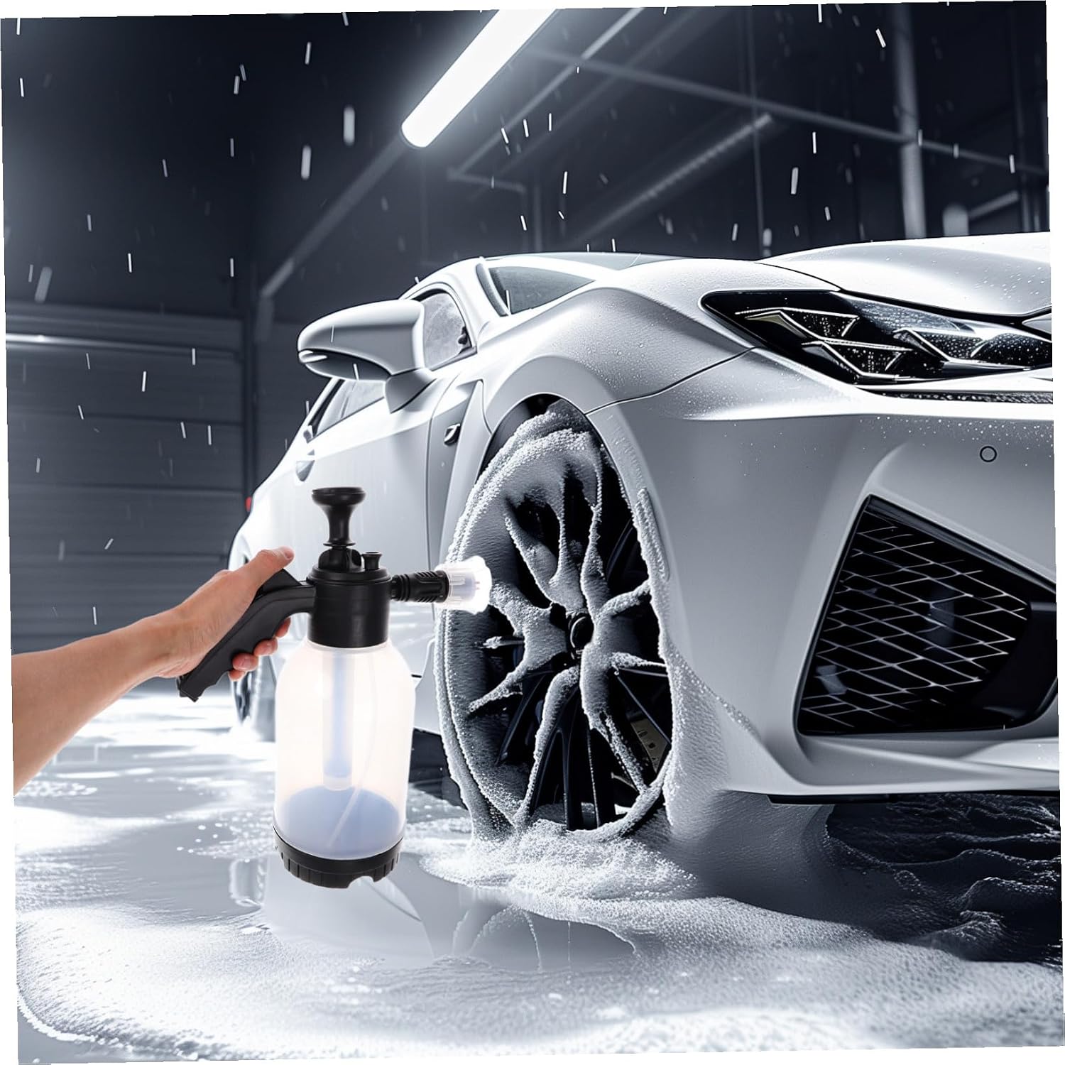 PRETYZOOM Car Foam Sprayer Adjustable Settings High-Pressure Refillable Pressurized Bottle for Multi-use Car Wash and Brake Cleaner Pneumatic Foam Generator
