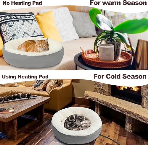 Miniatura 7 de Rypet Cama para gatos con calefacción para interiores, suave y acogedora cama para mascotas con temporizador y temporizador, camas para perros con