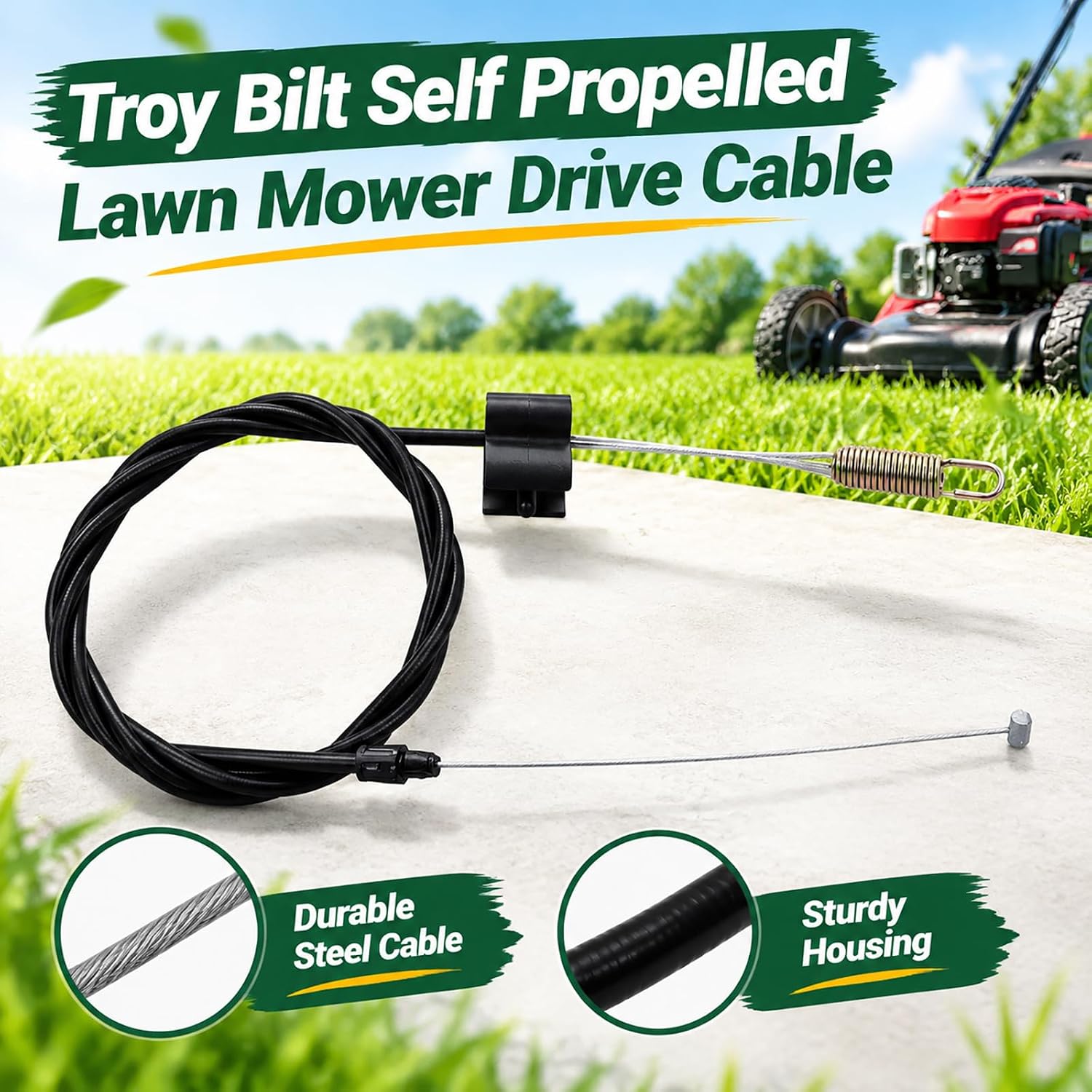 946-04728A Drive Cable Compatible with Troy-Bilt TB200 TB210 Craftsman M210 MTD Self Propelled Lawn Mower, 746-04728 Single Speed Control Cable Replacement for Rotary 15102 Lawnmower Parts