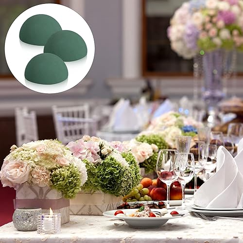 Miniatura 5 de Shihanee 12 unidades de media bola de espuma floral seca de espuma floral redonda bloque de espuma verde para flores artificiales, plantas de