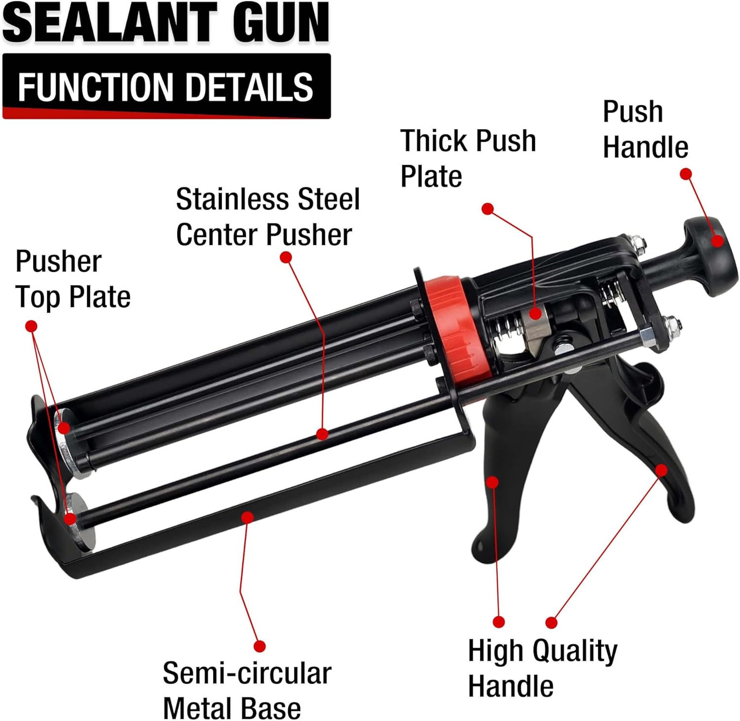 LAUCO Epoxy Gun Dual Cartridge 200 ml, Dual Cartridge Epoxy Gun, Manual Dual Cartridge Epoxy Gun for Panel Bonding Adhesive Applicator, Fillers, Structural Epoxy, Plastic Repair Adhesives (Black)