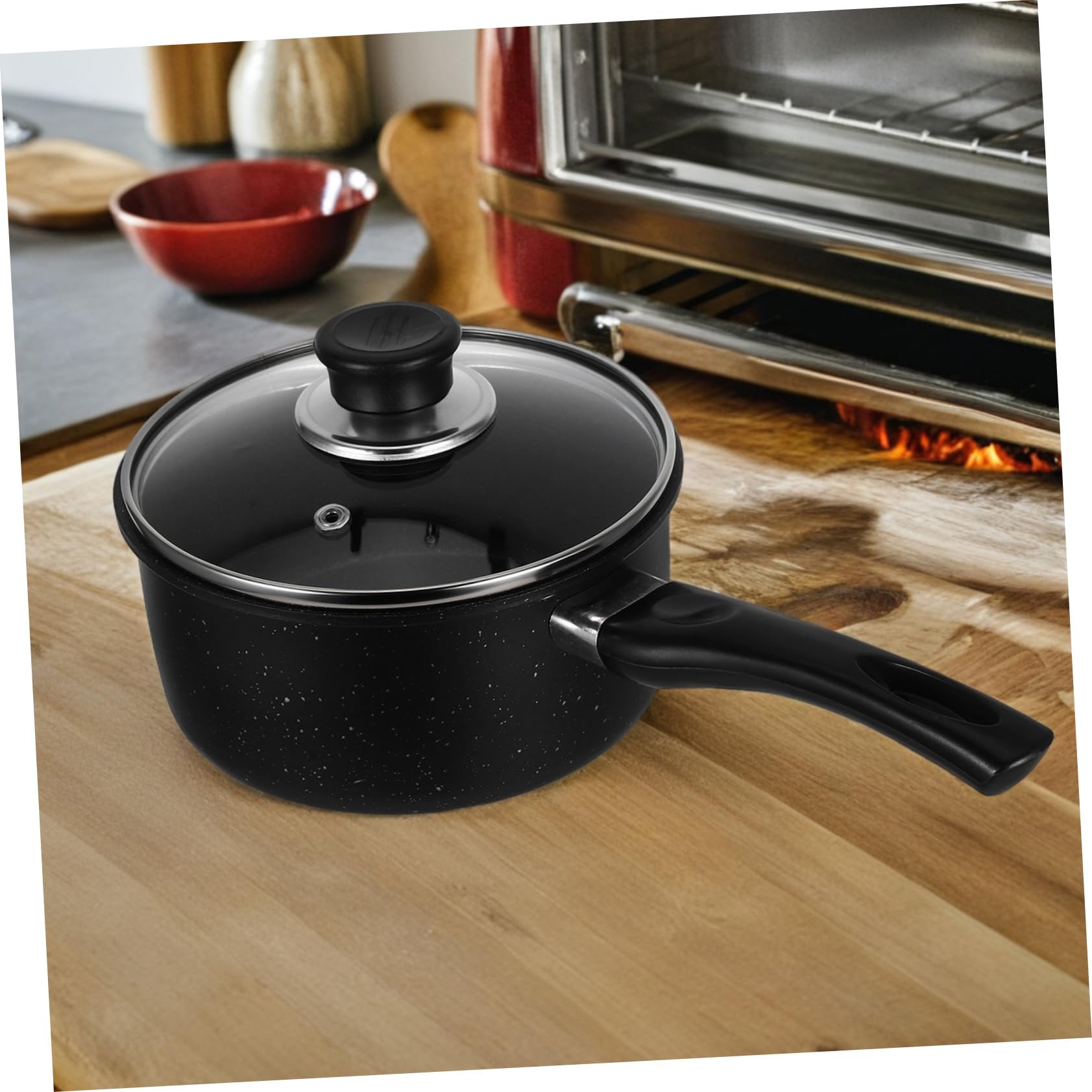 POPETPOP Piccola Casseruola Antiaderente in Maifanstone, Piccola Pentola Nera Multifunzione e Leggera per Cucina, per Latte e Salse